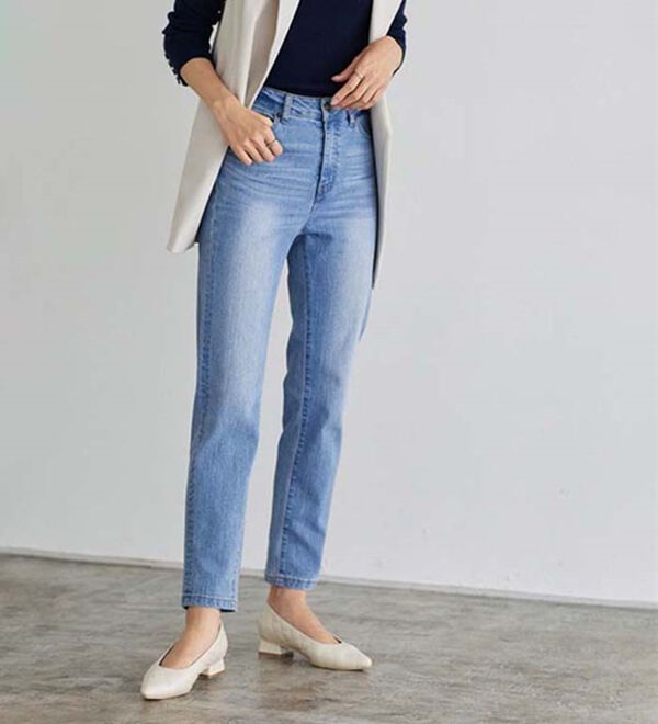 Pierrot（ピエロ）の「【Ｍ～３Ｌ】ストレッチスリムテーパードデニムパンツ（フルレングスパンツ）」｜詳細画像