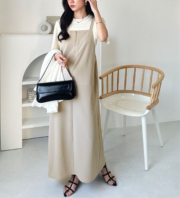 GeeRA（ジーラ）の「ハーフジップキャミワンピース（カットソーワンピース）」｜詳細画像