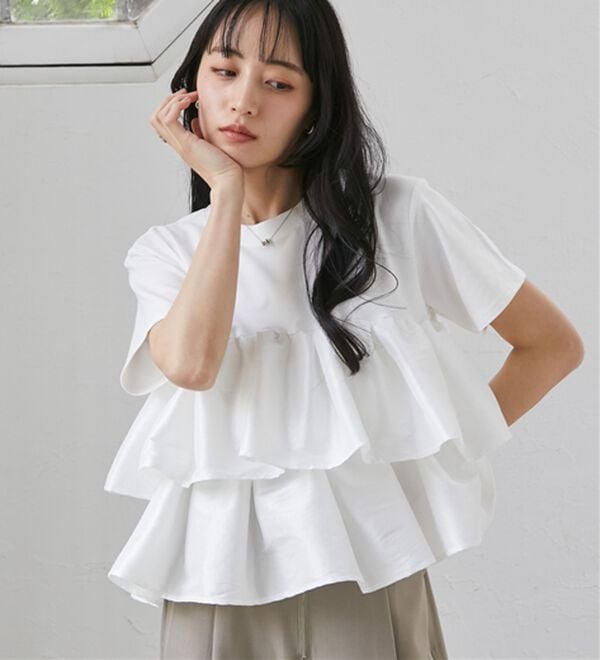 RANAN（ラナン）の「シャイニーフリルTシャツ（Tシャツ）」｜詳細画像