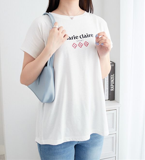 alotta（アロッタ）の「【マリクレール・スポーツ】モックネックギャザーＴシャツ（Tシャツ）」｜詳細画像