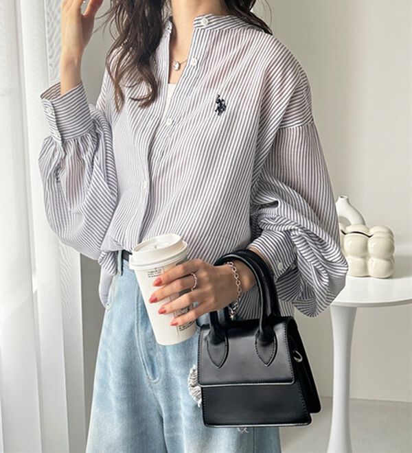 GeeRA（ジーラ）の「【Ｕ．Ｓ．　ＰＯＬＯ　ＡＳＳＮ．】バンドカラーシアーシャツ（シャツ）」｜詳細画像