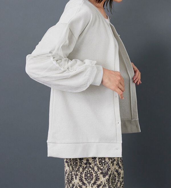 BELLUNA（ベルーナ）の「ラメ調袖チュールデザインカーディガン（その他カーディガン）」｜詳細画像