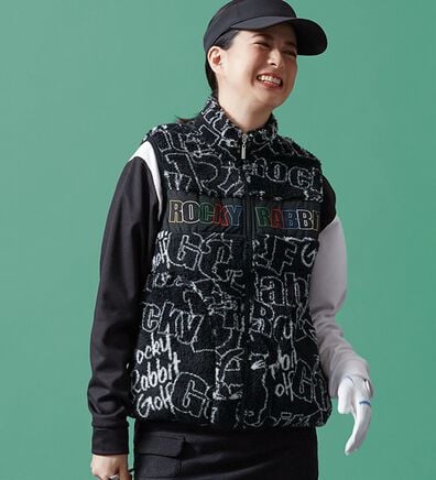 「＜ロッキーラビット＞ロゴデザインボアフリースベスト（メンズベスト）」