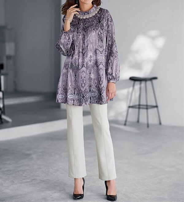 BELLUNA（ベルーナ）の「すっきり伸びる！ハイテンション美脚パンツ　ストレート（フルレングスパンツ）」｜詳細画像