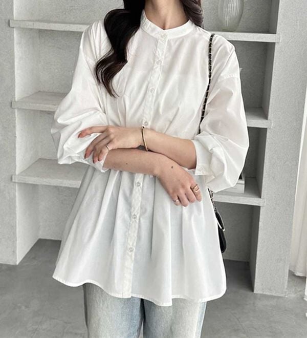 GeeRA（ジーラ）の「ウエストタックリボンシャツチュニック（チュニック）」｜詳細画像