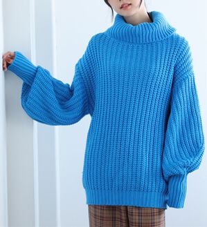 A HAPPY MARILYN（アハッピーマリリン）の「【Ｌ～４Ｌ】カラーを楽しむおしゃゆるチャンキーニット（ニット・セーター）」｜ブルー