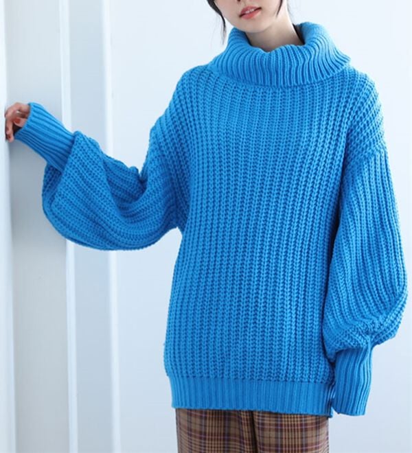 A HAPPY MARILYN（アハッピーマリリン）の「【Ｌ～４Ｌ】カラーを楽しむおしゃゆるチャンキーニット（ニット・セーター）」｜ブルー