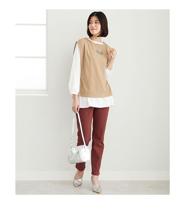 BELLUNA（ベルーナ）の「カットソージャカード素材ベストアンサンブル（アンサンブル）」｜詳細画像