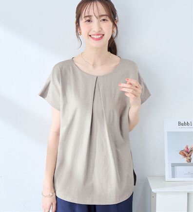 alotta（アロッタ）の「ひんやりタックデザインＴシャツ（カットソー）」