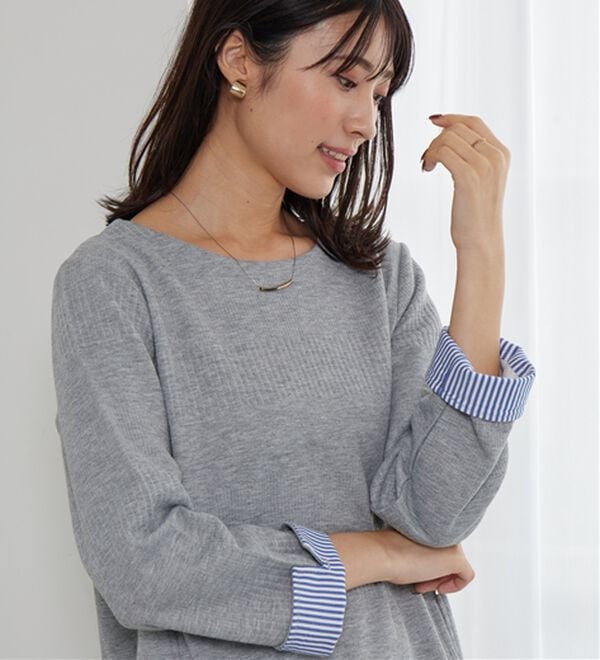 BELLUNA（ベルーナ）の「後ろボタンボーダージャカードワンピース（その他ワンピース）」｜詳細画像