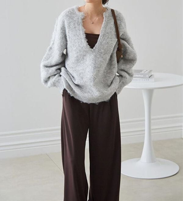 RANAN（ラナン）の「ディープキーネックシャギーニット（ニット・セーター）」｜詳細画像