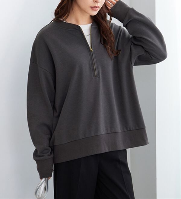 Viola e Viola（ヴィオラ エ ヴィオラ）の「抜け感！ハーフジップ大人スウェット（トレーナー・スウェット）」｜詳細画像