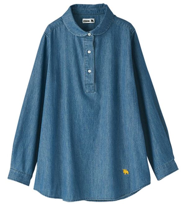 BELLUNA（ベルーナ）の「＜ｍｏｚ＞綿１００％丸エリ刺しゅうシャツ（シャツ）」｜デニム