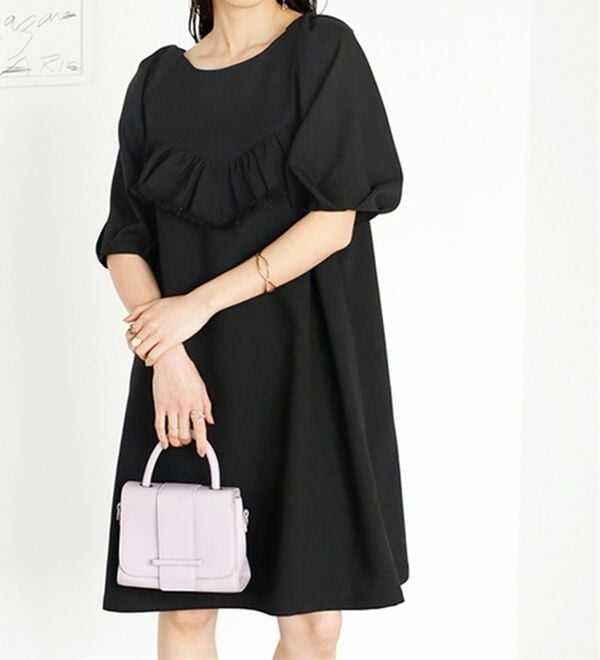 GeeRA（ジーラ）の「前後２ＷＡＹデザインミニワンピース（その他ワンピース）」｜ブラック