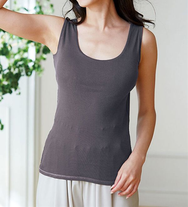 LAVIENNE（ラヴィエンヌ）の「綿１００％お肌に優しいオーガニックコットンブラキャミ（肌着・インナーウェア）」｜詳細画像