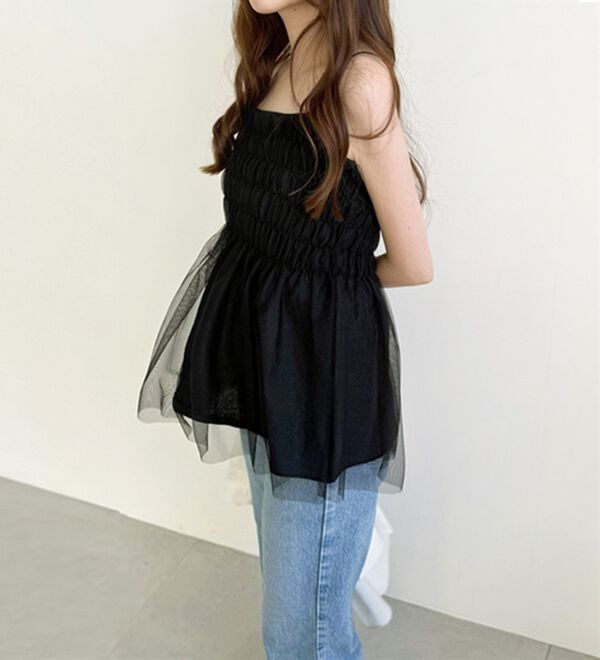 GeeRA（ジーラ）の「ラメニットペプラムキャミソール（タンクトップ・キャミソール）」｜詳細画像