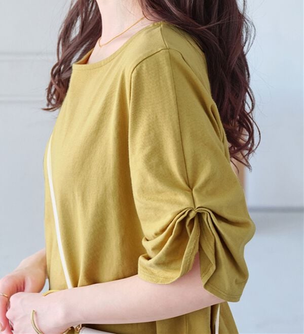 Viola e Viola（ヴィオラ エ ヴィオラ）の「綿１００％袖タックＴシャツ（Tシャツ）」｜詳細画像