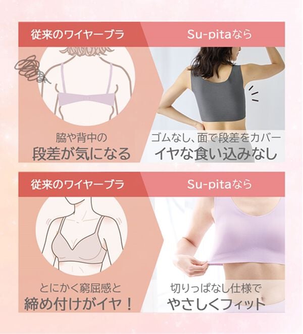 LAVIENNE（ラヴィエンヌ）の「【ノーブラ感覚】締め付けから解放する綿混のスーピタリラックスブラ・ショーツ（別売）（ブラジャー）」｜詳細画像