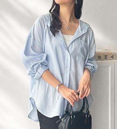 GeeRA（ジーラ）の「羽織にも◎フード付きオーバーサイズシャツ（シャツ）」