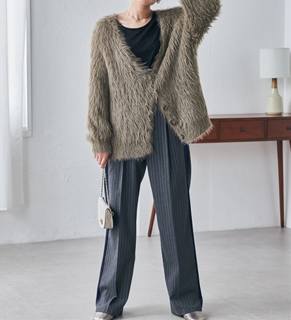 RANAN（ラナン）の「ロングフェザーシャギーオーバーカーデ（ニットカーディガン）」｜詳細画像