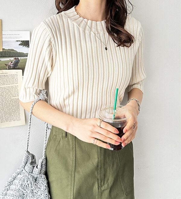 GeeRA（ジーラ）の「配色リブハイネックニット（ニット・セーター）」｜詳細画像