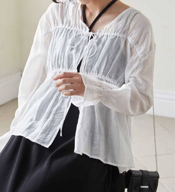 RANAN（ラナン）の「リボンドロストブラウス（ブラウス）」｜詳細画像