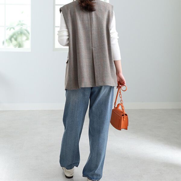 BELLUNA（ベルーナ）の「チェック柄テーラードデザインジレ（ジレ）」｜詳細画像