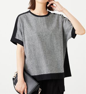 BELLUNA（ベルーナ）の「ステッチデザイン切替プルオーバー（カットソー）」｜黒系