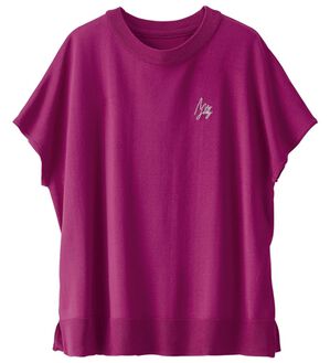 BELLUNA（ベルーナ）の「【快適Ｌａｂ．】シャリ冷！洗える多機能フレンチ袖ニットＴシャツ（ニット・セーター）」｜ラズベリー