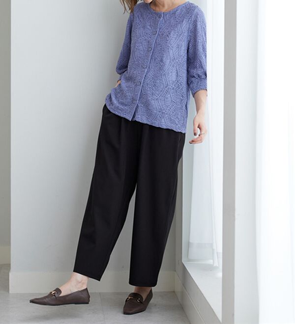 BELLUNA（ベルーナ）の「波柄シアージャカード素材カーディガン（ニットカーディガン）」｜詳細画像