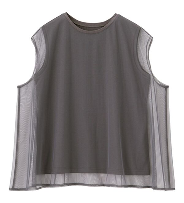 GeeRA（ジーラ）の「チュールカバーフレンチスリーブカットソー（カットソー）」｜詳細画像