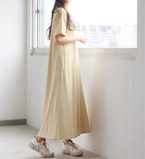 RANAN（ラナン）の「＜ＦＩＬＡ＞ゆったりフレアーポロワンピース（その他ワンピース）」｜ライトベージュ
