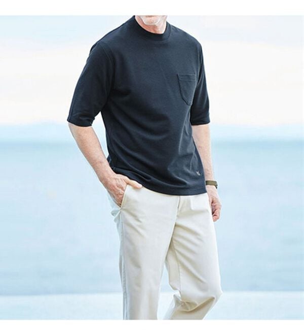 「【３色組】＜コムルヴァン・オム＞爽やかモックネックＴシャツ（メンズシャツ）」｜詳細画像