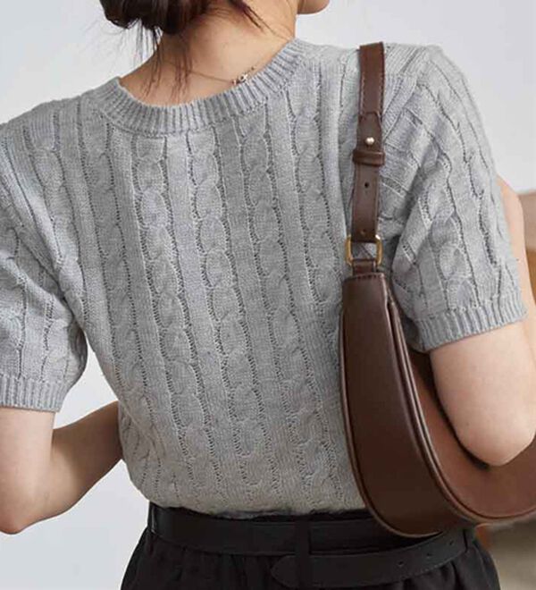 RANAN（ラナン）の「＜Ｕ．Ｓ．ＰＯＬＯ　ＡＳＳＮ．＞ワンポイント半袖ケーブルニット（ニット・セーター）」｜詳細画像