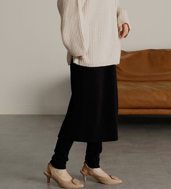 RANAN（ラナン）の「レイヤードニットソースカートパンツ（フルレングスパンツ）」｜詳細画像