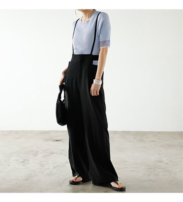 GeeRA（ジーラ）の「サイドカットアウトサス付ハイウエストパンツ（オールインワン）」｜詳細画像