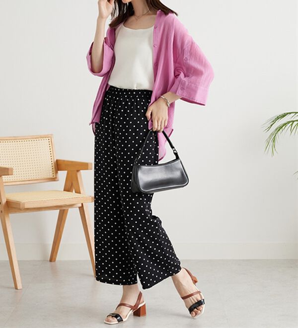 BELLUNA（ベルーナ）の「ヒンヤリ冷感！プリントワイドパンツ（ワイドパンツ・ガウチョ）」｜詳細画像