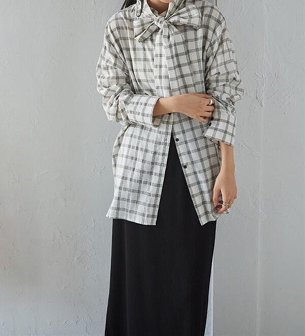 RANAN（ラナン）の「２ｗａｙボウタイチェックシャツ（シャツ）」｜詳細画像