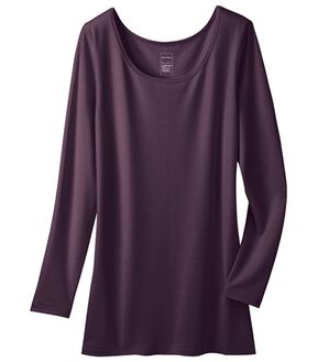 LAVIENNE（ラヴィエンヌ）の「＋５．２度のあったかインナー　ベリーヒート　クルーネック９分袖（肌着・インナーウェア）」｜パープル