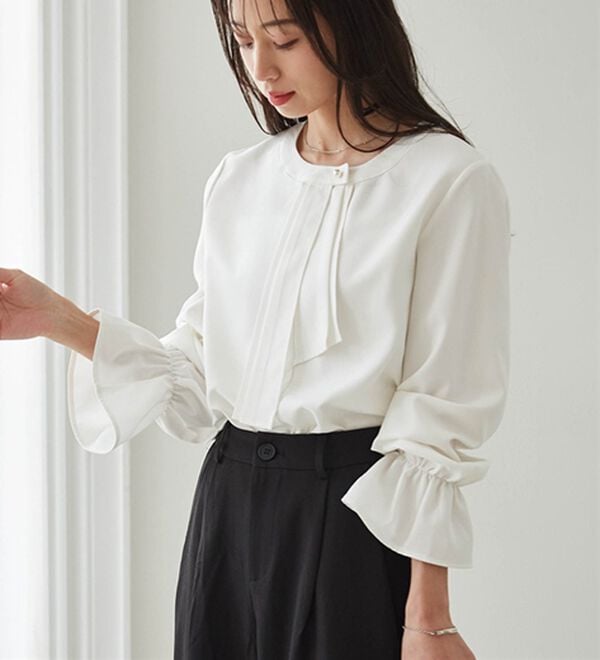 RANAN（ラナン）の「パール付きボウタイブラウス（ブラウス）」｜詳細画像