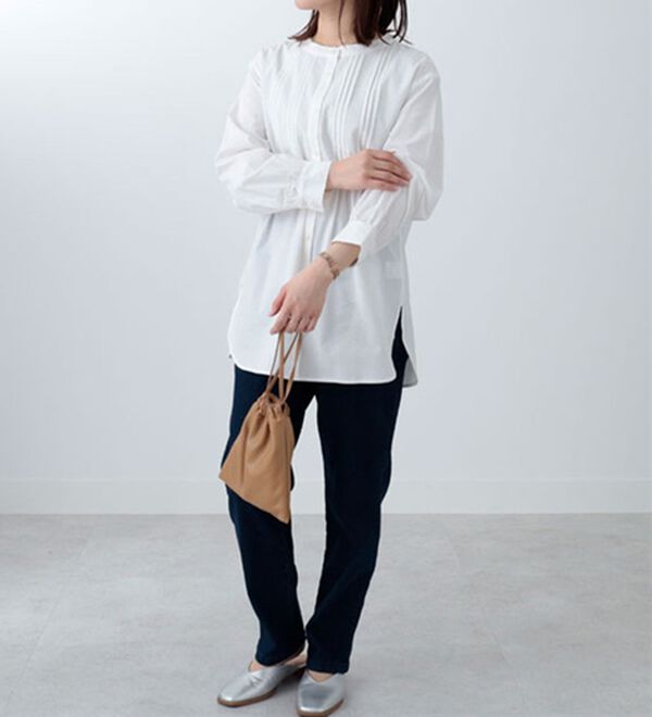 BELLUNA（ベルーナ）の「綿レーヨン素材ピンタックシャツチュニック（チュニック）」｜詳細画像