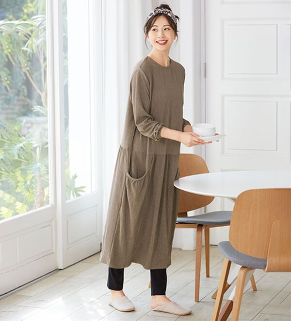 「【３点セット】大人可愛いゆったりルームワンピ（ニットワンピース）」｜詳細画像