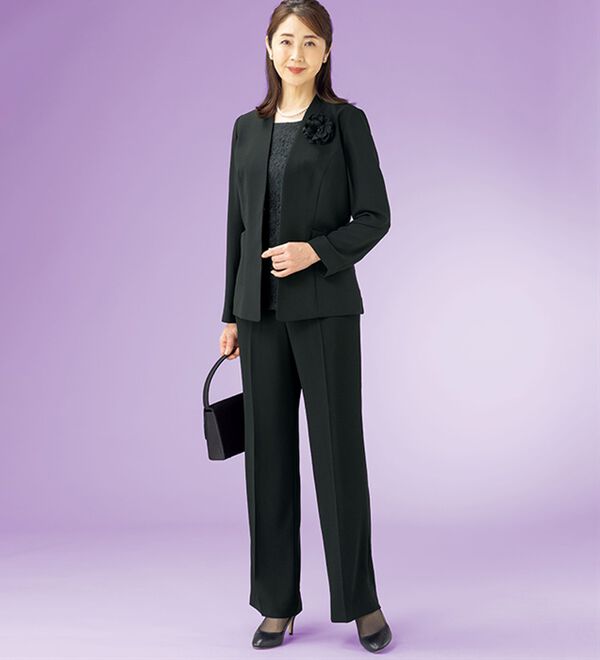 ルフラン（ルフラン）の「ブラウス付パンツスーツ（ブラックフォーマル（喪服・礼服））」｜詳細画像