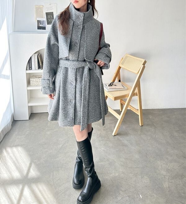 GeeRA（ジーラ）の「リングウールライクスタンドカラーコート（ハーフコート）」｜詳細画像