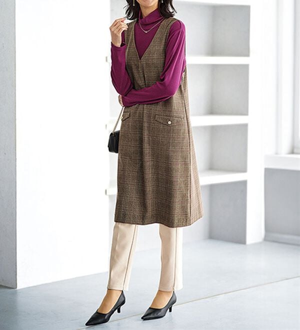 BELLUNA（ベルーナ）の「裏起毛ジョーゼット素材テーパードパンツ（テーパードパンツ）」｜詳細画像