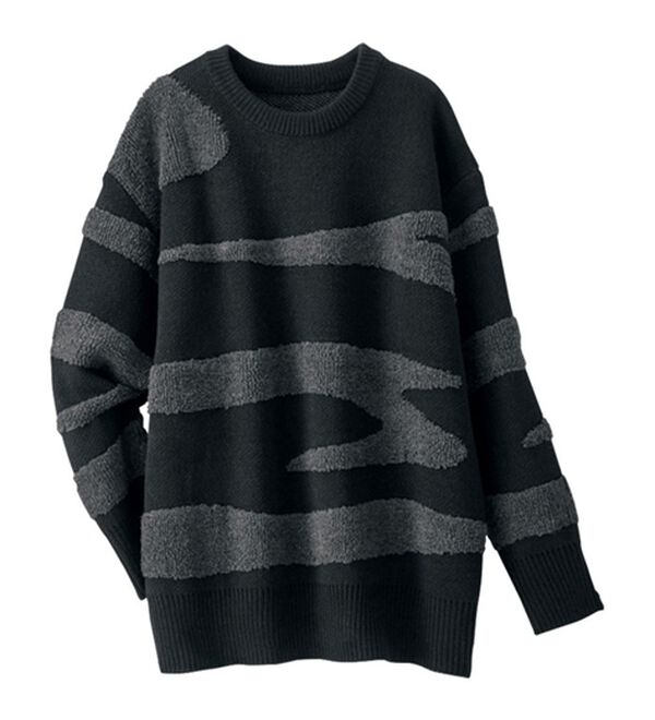 BELLUNA（ベルーナ）の「ゆるっと感が可愛い波柄ジャカードセーター（ニット・セーター）」｜詳細画像