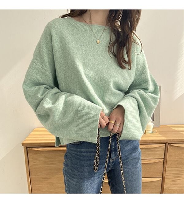 GeeRA（ジーラ）の「ふわふわ素材ワイドスリーブショートニット（ニット・セーター）」｜詳細画像