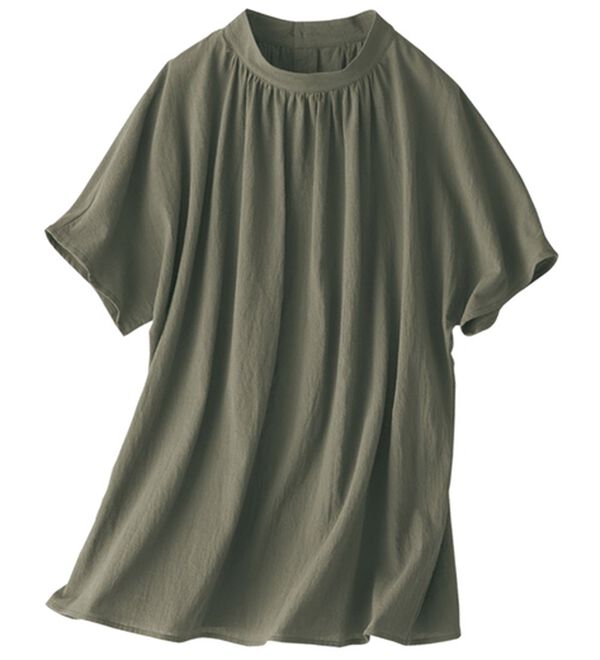 BELLUNA（ベルーナ）の「綿１００％涼やかハイネックトップス（ブラウス）」｜詳細画像