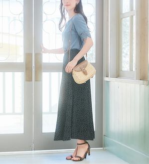 alotta（アロッタ）の「袖レーステレコリブトップス（カットソー）」｜サックスブルー