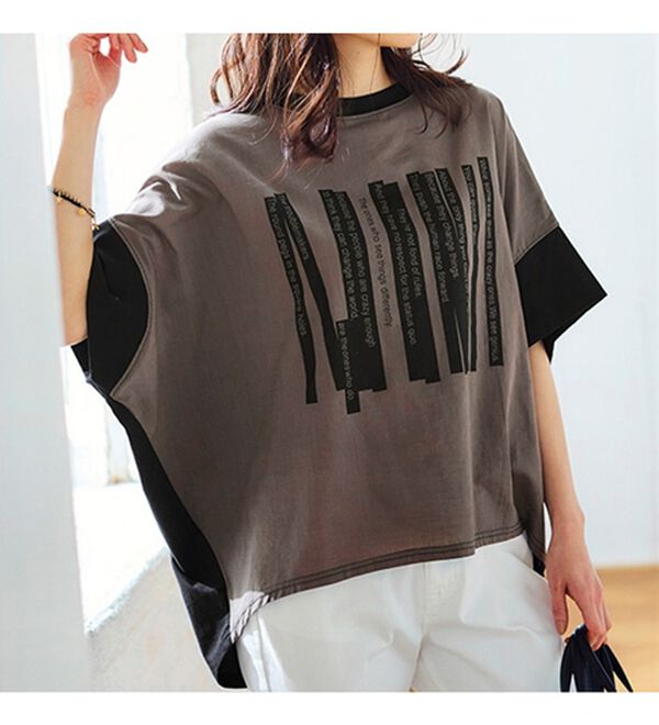 BELLUNA（ベルーナ）の「異素材使いロゴデザインプルオーバー（カットソー）」｜詳細画像